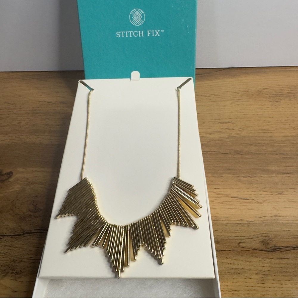 Stitch Fix Exclusive - Gold Statement Fan Necklace - Picture 4 of 5